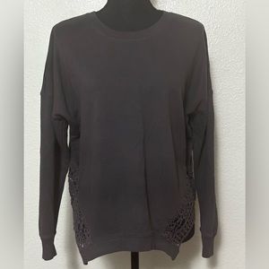 Lace/Crochet Gray Appliqué Sweatshirt